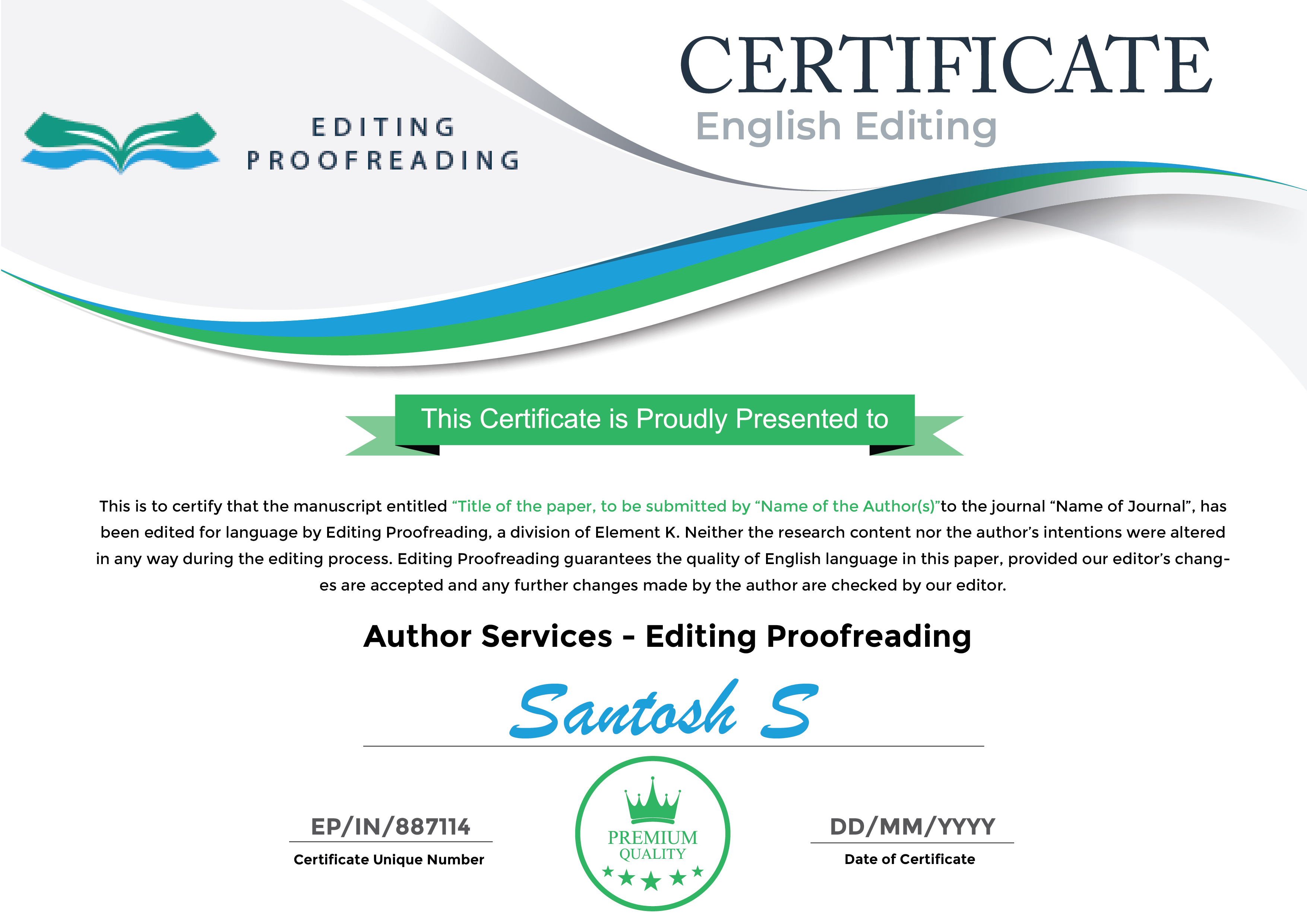 certificate of editing and proofreading thesis